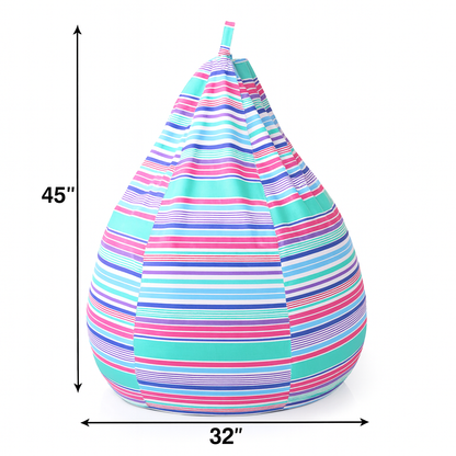Style Homez Classic Cotton Canvas Stripes Printed Bean Bag Jumbo SAC Size with Bean Bag Refill Fillers