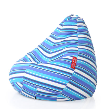 Style Homez Classic Cotton Canvas Stripes Printed Bean Bag Jumbo SAC Size with Bean Bag Refill Fillers