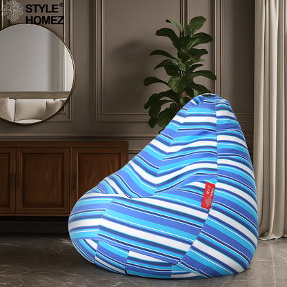 Style Homez CLASSIC BEAN BAG, Cotton Canvas Stripes Printed, Jumbo Size SAC, Cover Only