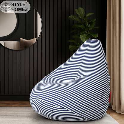 Style Homez Classic Cotton Canvas Stripes Printed Bean Bag Jumbo SAC Size with Bean Bag Refill Fillers