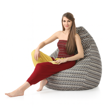 Style Homez Classic Cotton Canvas Polka Dots Printed Bean Bag Jumbo SAC  Size with Bean Bag Refill Fillers