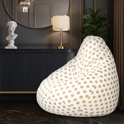 Style Homez Classic Cotton Canvas Polka Dots Printed Bean Bag Jumbo SAC  Size with Bean Bag Refill Fillers
