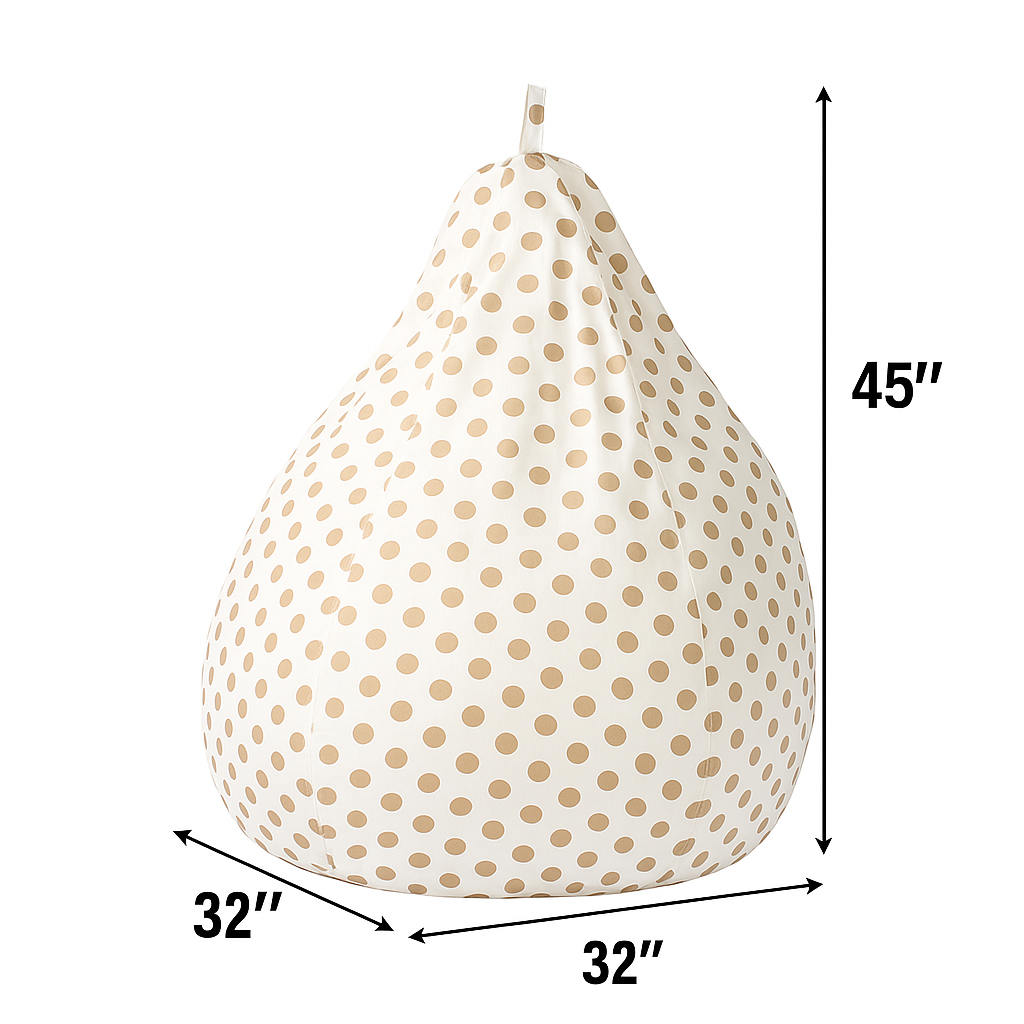 Style Homez Classic Cotton Canvas Polka Dots Printed Bean Bag Jumbo SAC  Size with Bean Bag Refill Fillers