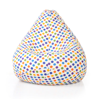 Style Homez Classic Cotton Canvas Polka Dots Printed Bean Bag Jumbo SAC  Size with Bean Bag Refill Fillers