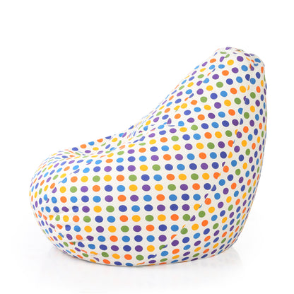 Style Homez Classic Cotton Canvas Polka Dots Printed Bean Bag Jumbo SAC  Size with Bean Bag Refill Fillers