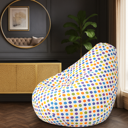 Style Homez Classic Cotton Canvas Polka Dots Printed Bean Bag Jumbo SAC  Size with Bean Bag Refill Fillers