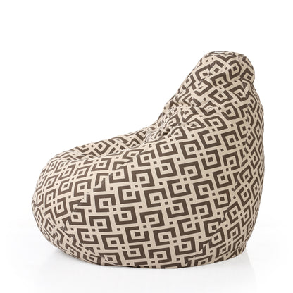 Style Homez Classic Cotton Canvas Geometric Printed Bean Bag Jumbo SAC Size with Bean Bag Refill Fillers