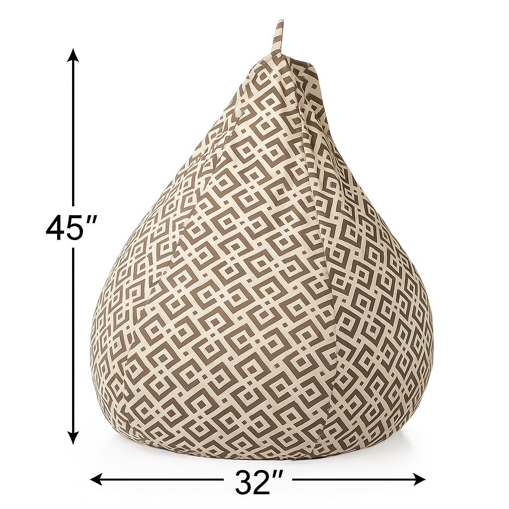 Style Homez Classic Cotton Canvas Geometric Printed Bean Bag Jumbo SAC Size with Bean Bag Refill Fillers