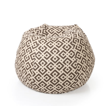 Style Homez Classic Cotton Canvas Geometric Printed Bean Bag Jumbo SAC Size with Bean Bag Refill Fillers