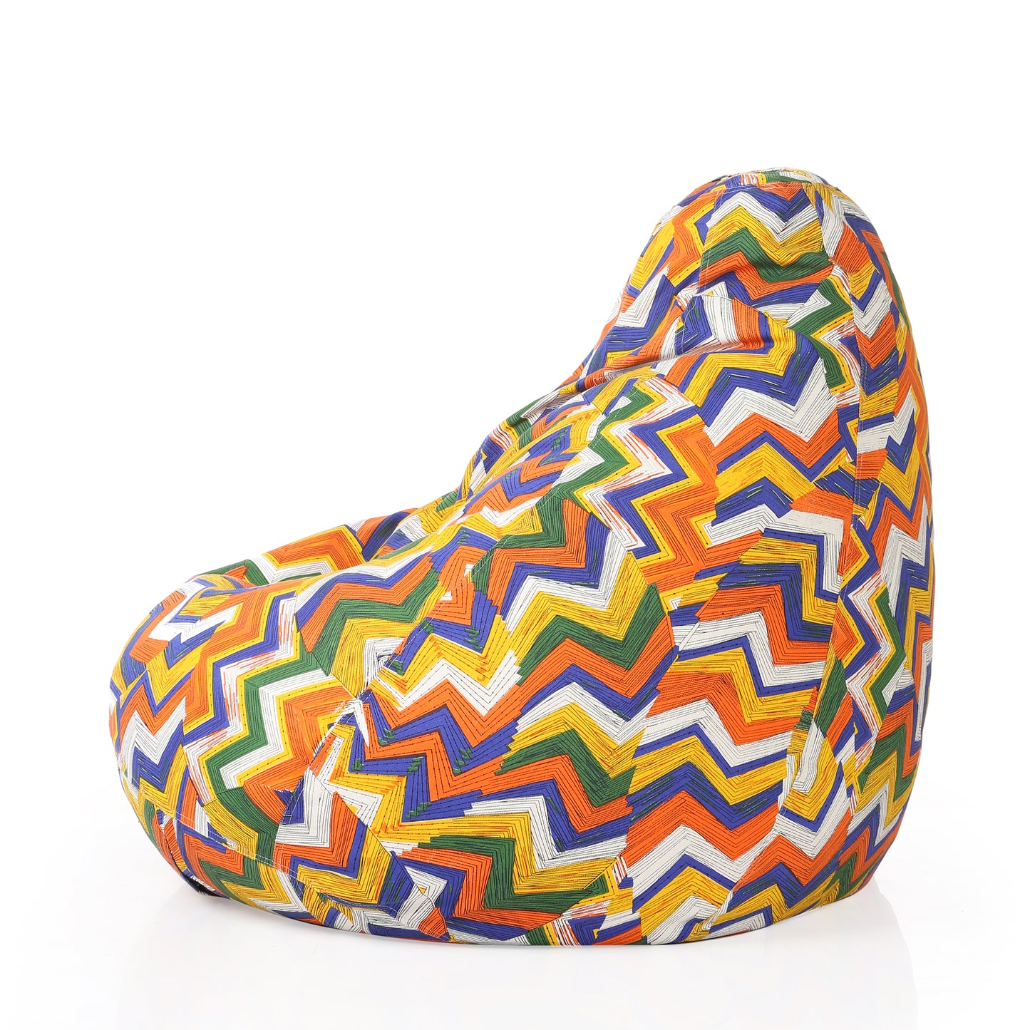 Style Homez Classic Cotton Canvas Geometric Printed Bean Bag Jumbo SAC Size with Bean Bag Refill Fillers