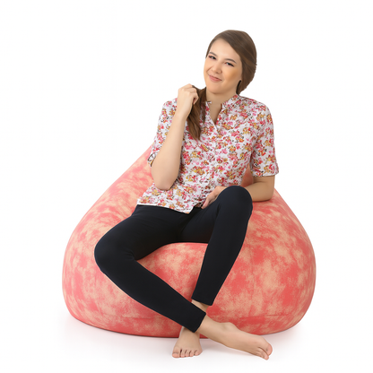 Style Homez Classic Cotton Canvas Abstract Printed Bean Bag Jumbo SAC Size with Bean Bag Refill Fillers