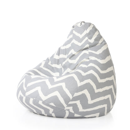 Style Homez Classic Cotton Canvas Stripes Printed Bean Bag Jumbo SAC Size with Bean Bag Refill Fillers
