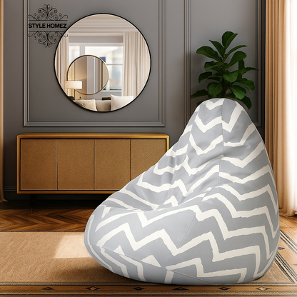 Style Homez Classic Cotton Canvas Stripes Printed Bean Bag Jumbo SAC Size with Bean Bag Refill Fillers