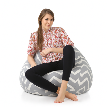 Style Homez Classic Cotton Canvas Stripes Printed Bean Bag Jumbo SAC Size with Bean Bag Refill Fillers
