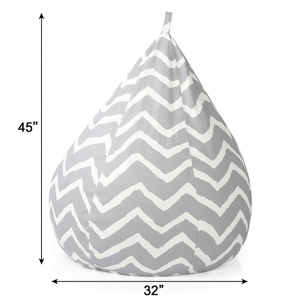 Style Homez Classic Cotton Canvas Stripes Printed Bean Bag Jumbo SAC Size with Bean Bag Refill Fillers