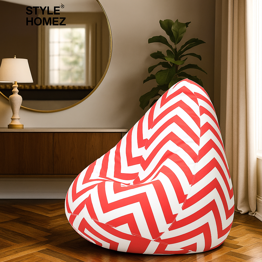 Style Homez Classic Cotton Canvas Stripes Printed Bean Bag Jumbo SAC Size with Bean Bag Refill Fillers