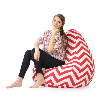 Style Homez Classic Cotton Canvas Stripes Printed Bean Bag Jumbo SAC Size with Bean Bag Refill Fillers