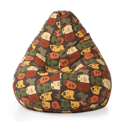 Style Homez Classic Cotton Canvas Abstract Printed Bean Bag Jumbo SAC Size with Bean Bag Refill Fillers
