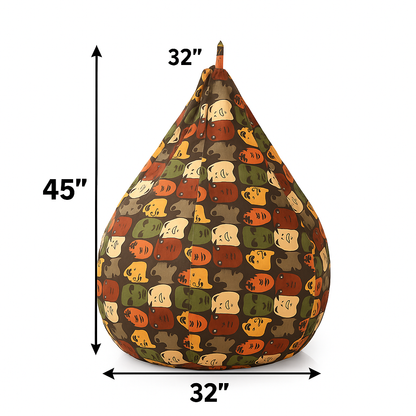 Style Homez Classic Cotton Canvas Abstract Printed Bean Bag Jumbo SAC Size with Bean Bag Refill Fillers