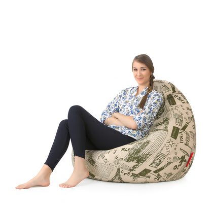 Style Homez Classic Cotton Canvas Abstract Printed Bean Bag Jumbo SAC Size with Bean Bag Refill Fillers