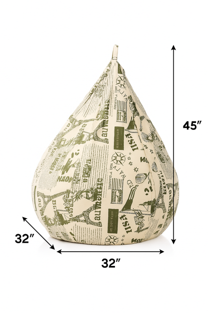Style Homez Classic Cotton Canvas Abstract Printed Bean Bag Jumbo SAC Size with Bean Bag Refill Fillers