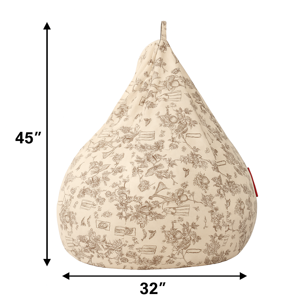 Style Homez Classic Cotton Canvas Abstract Printed Bean Bag Jumbo SAC Size with Bean Bag Refill Fillers