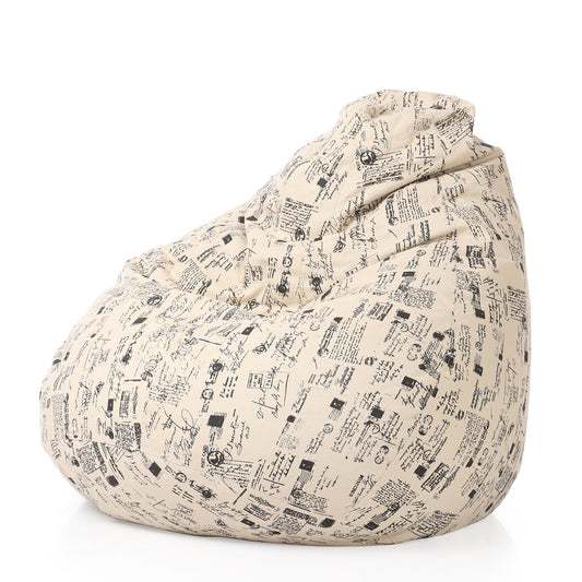Style Homez Classic Cotton Canvas Abstract Printed Bean Bag Jumbo SAC Size with Bean Bag Refill Fillers