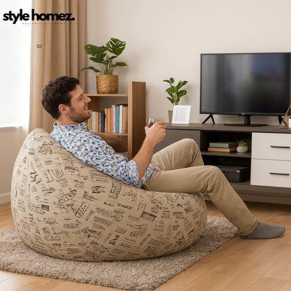 Style Homez CLASSIC BEAN BAG, Cotton Canvas Abstract Printed, Jumbo Size SAC, Cover Only