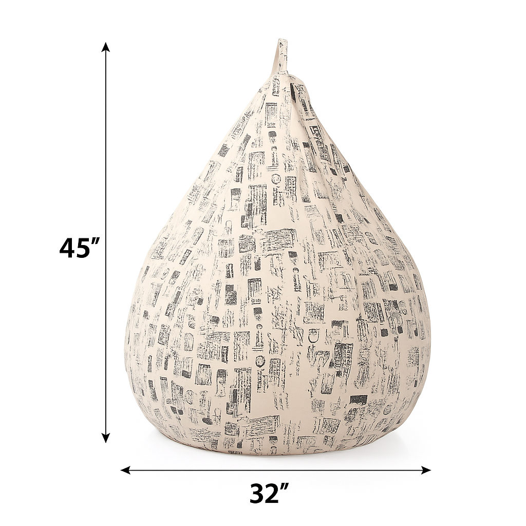 Style Homez Classic Cotton Canvas Abstract Printed Bean Bag Jumbo SAC Size with Bean Bag Refill Fillers