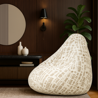 Style Homez Classic Cotton Canvas Abstract Printed Bean Bag Jumbo SAC Size with Bean Bag Refill Fillers