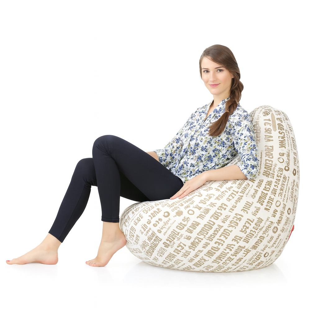 Style Homez Classic Cotton Canvas Abstract Printed Bean Bag Jumbo SAC Size with Bean Bag Refill Fillers