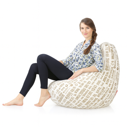 Style Homez Classic Cotton Canvas Abstract Printed Bean Bag Jumbo SAC Size with Bean Bag Refill Fillers