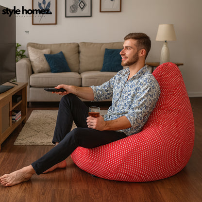 Style Homez CLASSIC BEAN BAG, Cotton Canvas Star Printed, Jumbo Size SAC, Cover Only