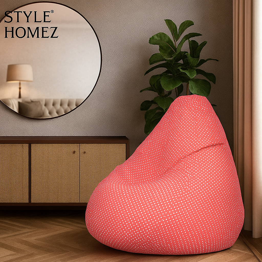 Style Homez Classic Cotton Canvas Star Printed Bean Bag Jumbo SAC Size with Bean Bag Refill Fillers