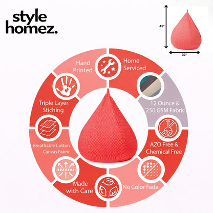 Style Homez Classic Cotton Canvas Star Printed Bean Bag Jumbo SAC Size with Bean Bag Refill Fillers