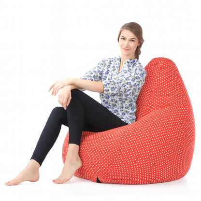 Style Homez Classic Cotton Canvas Star Printed Bean Bag Jumbo SAC Size with Bean Bag Refill Fillers