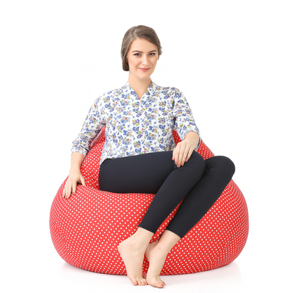 Style Homez Classic Cotton Canvas Star Printed Bean Bag Jumbo SAC Size with Bean Bag Refill Fillers