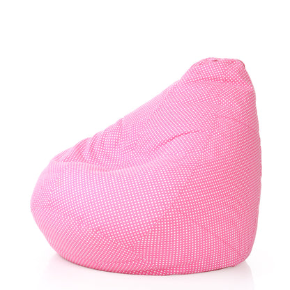 Style Homez Classic Cotton Canvas Polka Dots Printed Bean Bag Jumbo SAC Size with Bean Bag Refill Fillers