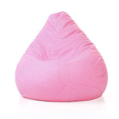 Style Homez Classic Cotton Canvas Polka Dots Printed Bean Bag Jumbo SAC Size with Bean Bag Refill Fillers
