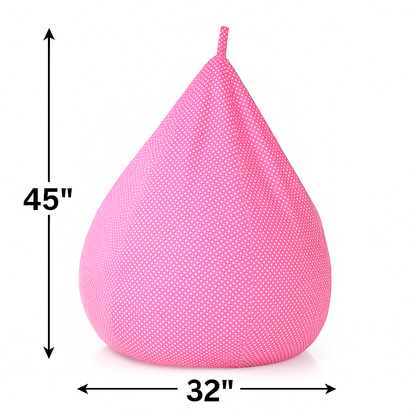 Style Homez Classic Cotton Canvas Polka Dots Printed Bean Bag Jumbo SAC Size with Bean Bag Refill Fillers