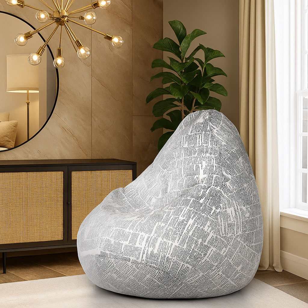 Style Homez CLASSIC BEAN BAG, Cotton Canvas Newspaper Printed, Jumbo Size SAC, Cover Only