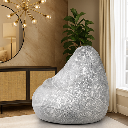 Style Homez CLASSIC BEAN BAG, Cotton Canvas Newspaper Printed, Jumbo Size SAC, Cover Only