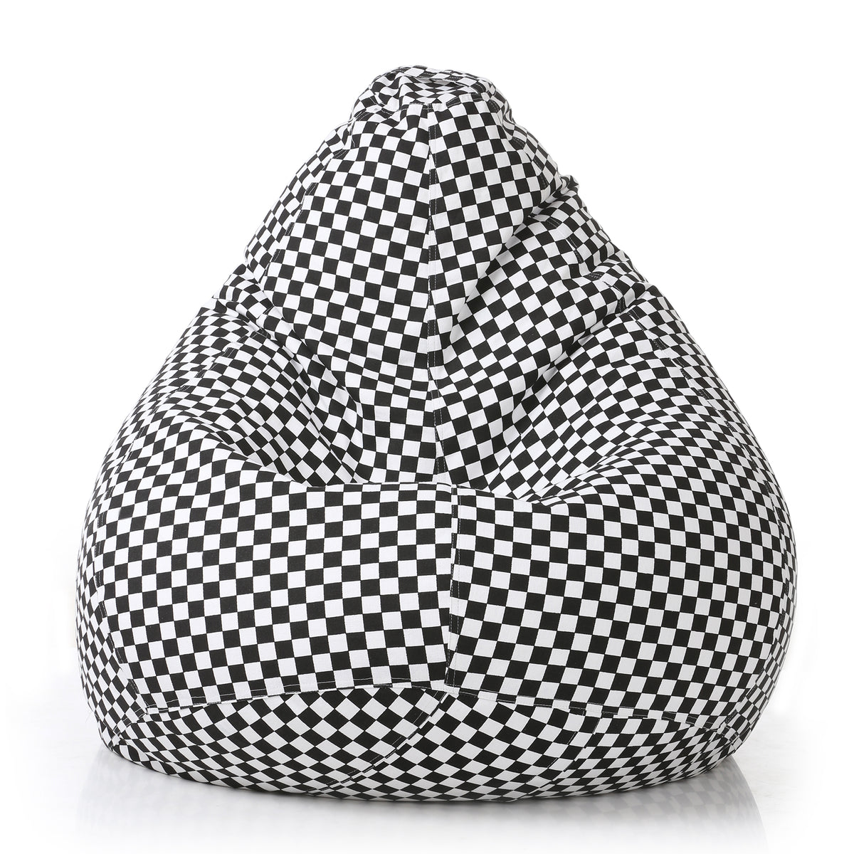 Style Homez Classic Cotton Canvas Checkered Printed Bean Bag Jumbo SAC Size with Bean Bag Refill Fillers