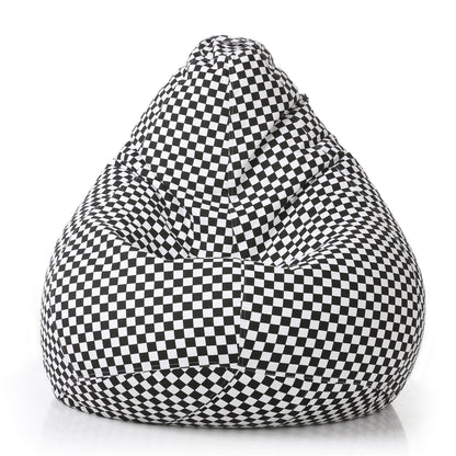 Style Homez Classic Cotton Canvas Checkered Printed Bean Bag Jumbo SAC Size with Bean Bag Refill Fillers