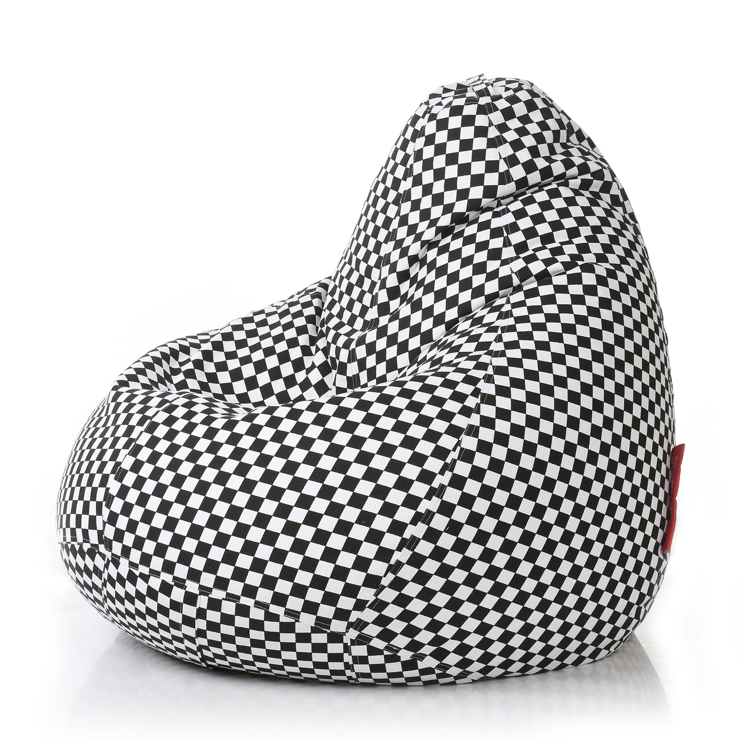 Style Homez Classic Cotton Canvas Checkered Printed Bean Bag Jumbo SAC Size with Bean Bag Refill Fillers