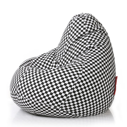 Style Homez Classic Cotton Canvas Checkered Printed Bean Bag Jumbo SAC Size with Bean Bag Refill Fillers