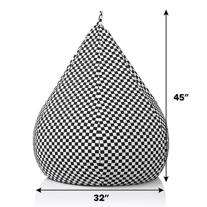 Style Homez Classic Cotton Canvas Checkered Printed Bean Bag Jumbo SAC Size with Bean Bag Refill Fillers