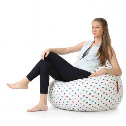 Style Homez CLASSIC BEAN BAG, Cotton Canvas Star Printed, Jumbo Size SAC, Cover Only