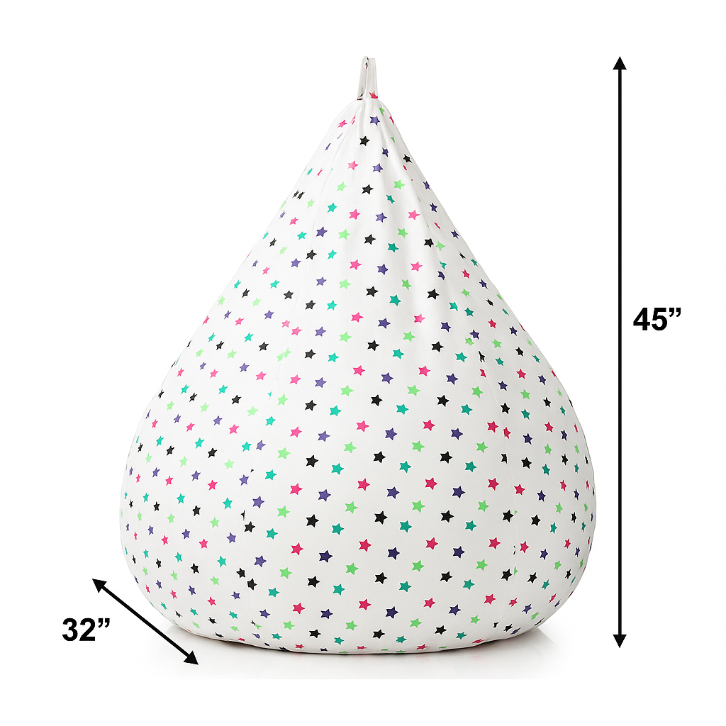 Style Homez CLASSIC BEAN BAG, Cotton Canvas Star Printed, Jumbo Size SAC, Cover Only