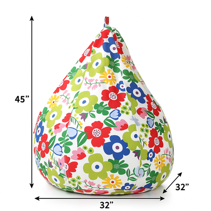 Style Homez CLASSIC BEAN BAG, Cotton Canvas Floral Printed, Jumbo Size SAC, Cover Only